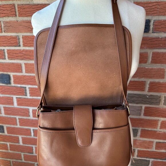 Ganson Chestnut Leather Crossbody Flap Over Purse - Never Used - Picture 5 of 6